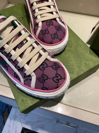 Gucci Tennis 1977 Purple GG Monogram Web Stripe Lifestyle Sneakers 2