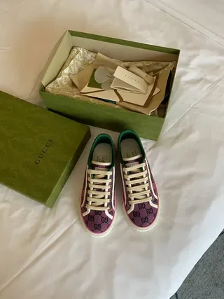 Gucci Tennis 1977 Purple GG Monogram Web Stripe Lifestyle Sneakers 4