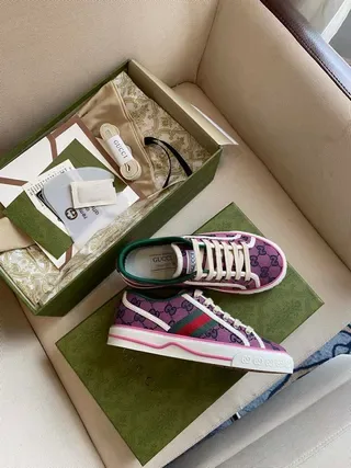 Gucci Tennis 1977 Purple GG Monogram Web Stripe Lifestyle Sneakers 5