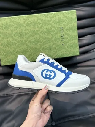 Gucci Tennis 1977 White and Blue Lifestyle Sneakers 9