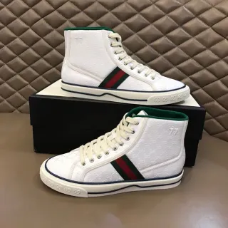 Gucci Tennis 1977 White Green Red Web High-Top Lifestyle Sneakers