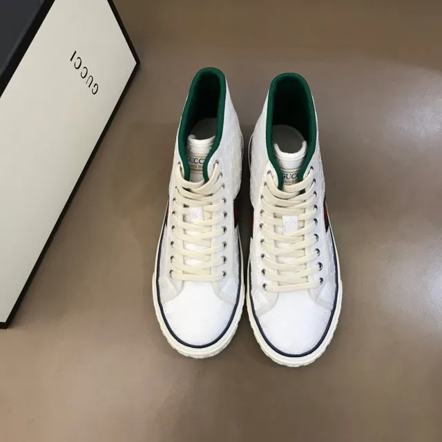 Gucci Tennis 1977 White Green Red Web High-Top Lifestyle Sneakers 2