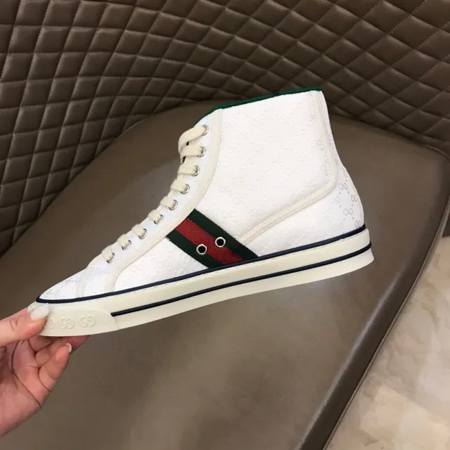 Gucci Tennis 1977 White Green Red Web High-Top Lifestyle Sneakers 4