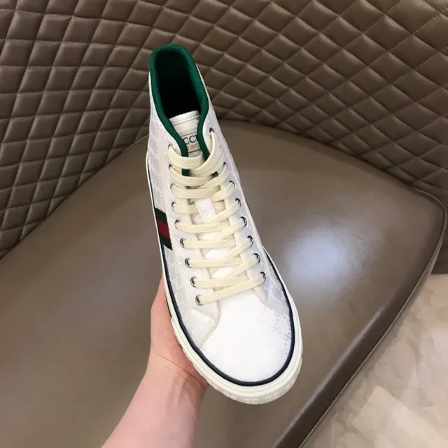 Gucci Tennis 1977 White Green Red Web High-Top Lifestyle Sneakers 5