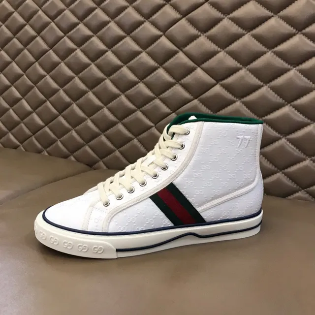 Gucci Tennis 1977 White Green Red Web High-Top Lifestyle Sneakers 7