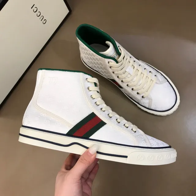 Gucci Tennis 1977 White Green Red Web High-Top Lifestyle Sneakers 8