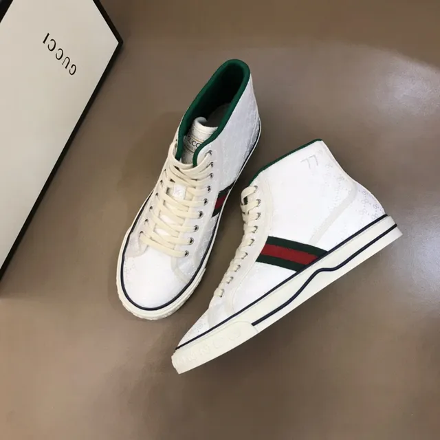 Gucci Tennis 1977 White Green Red Web High-Top Lifestyle Sneakers 9
