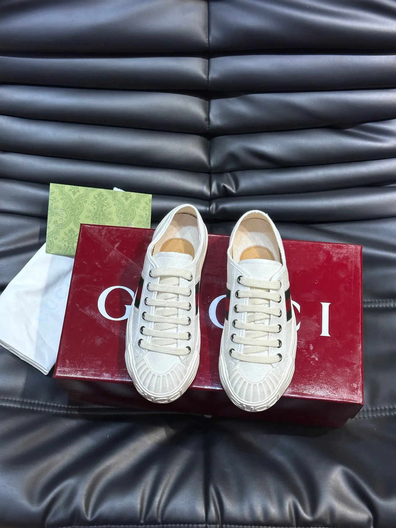 Gucci Tennis 1977 White Red Green Web Stripe Lifestyle Sneakers 3