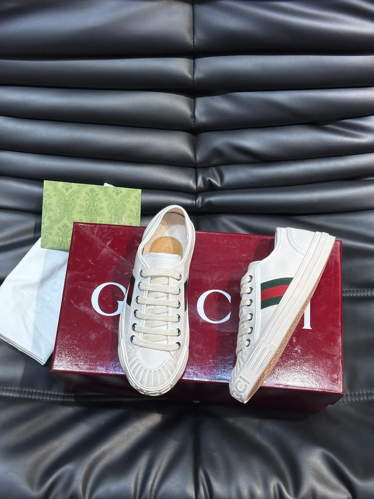 Gucci Tennis 1977 White Red Green Web Stripe Lifestyle Sneakers 4