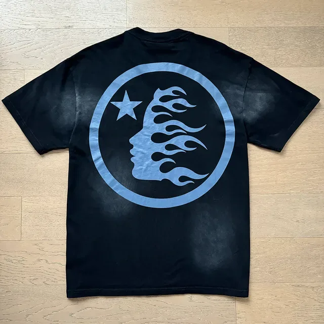 Hellstar Chándal Negro Acid Wash Gráfico de Llama 5