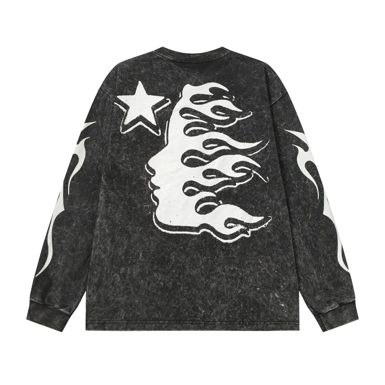 Camiseta Hellstar de manga larga con lavado ácido y estampado gráfico 3
