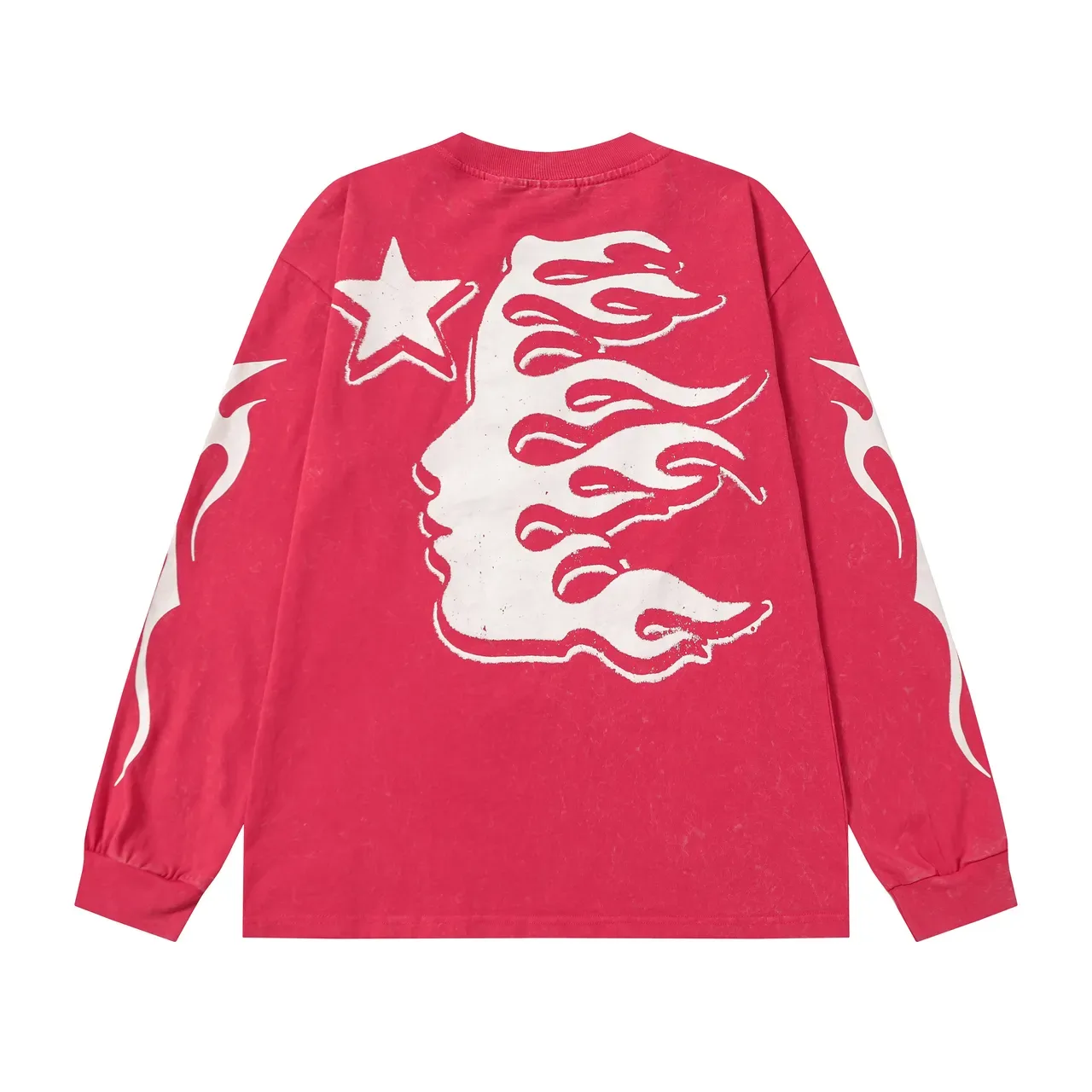 Camiseta Hellstar de manga larga con lavado ácido y estampado gráfico 5
