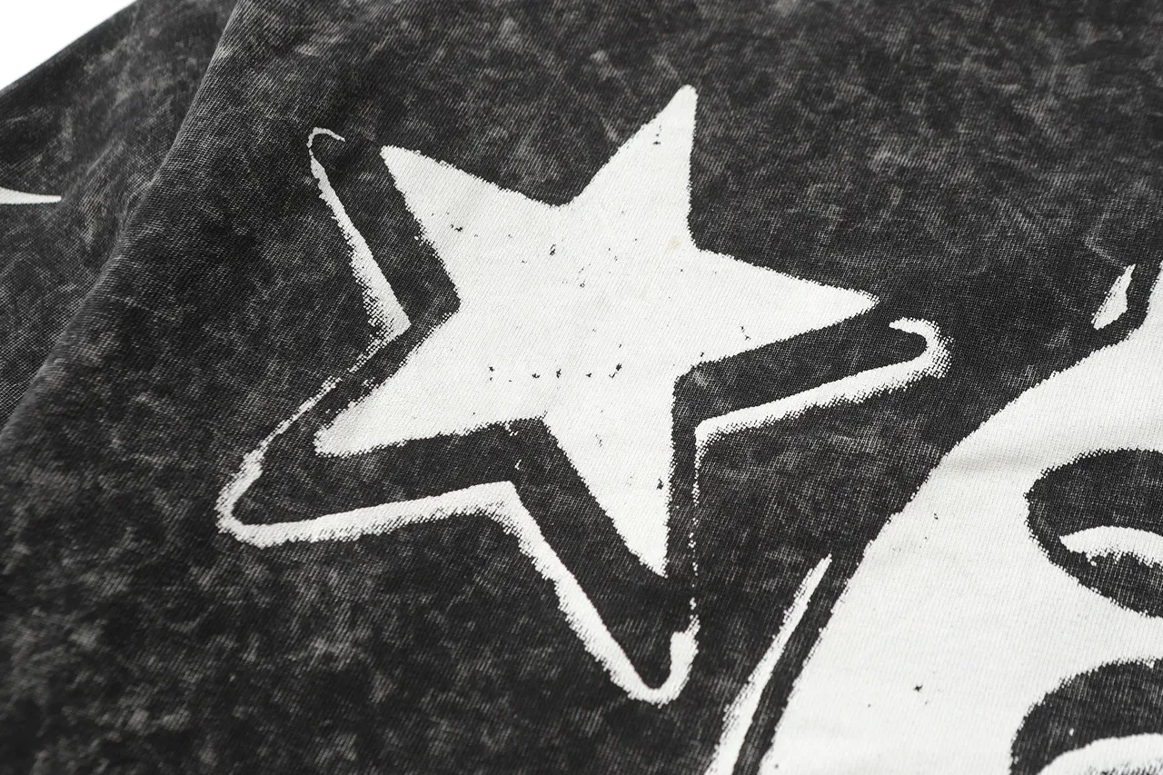 Camiseta Hellstar de manga larga con lavado ácido y estampado gráfico 10