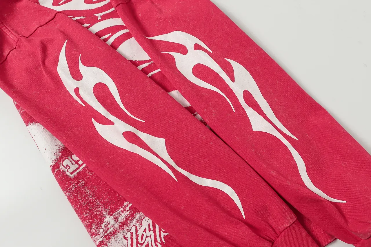 Camiseta Hellstar de manga larga con lavado ácido y estampado gráfico 20
