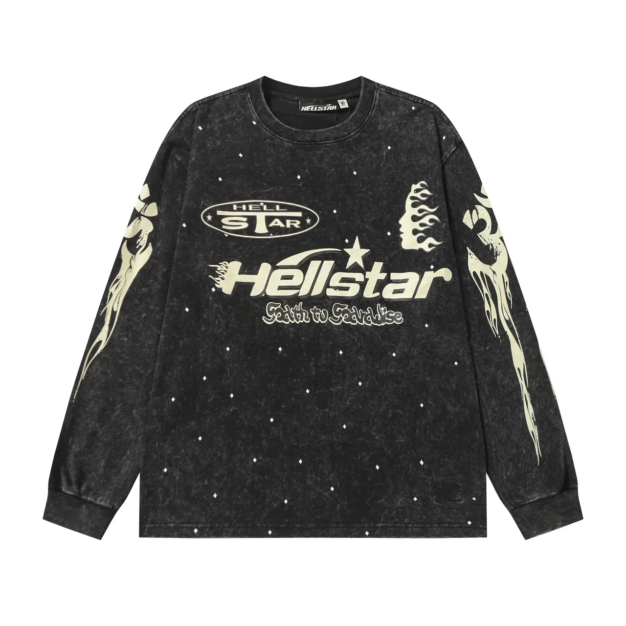 Hellstar Distressed Black Flame Graphic Long-Sleeve T-Shirt 3