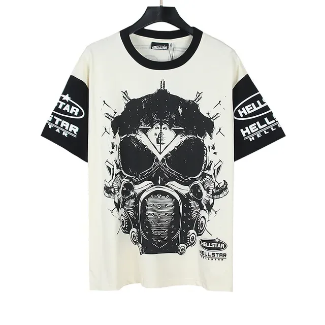 Hellstar Gas Mask Graphic Print Off-White T-Shirt 2