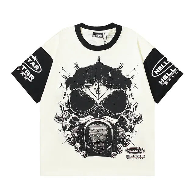 Hellstar Gas Mask Graphic Print Off-White T-Shirt 5