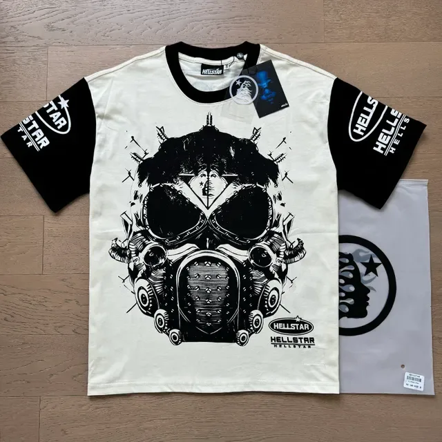 Hellstar Gas Mask Graphic Print Off-White T-Shirt 8