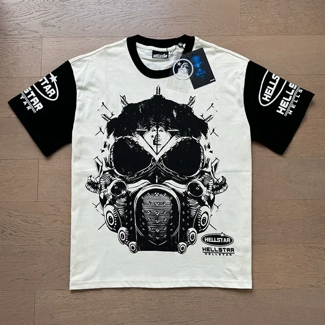 Hellstar Gas Mask Graphic Print Off-White T-Shirt 9