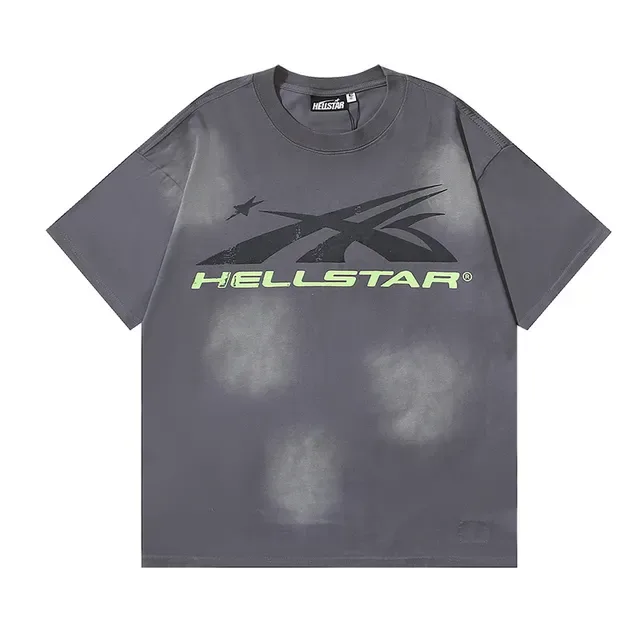Hellstar Graphic Print Oversized Distressed Gray T-Shirt 2