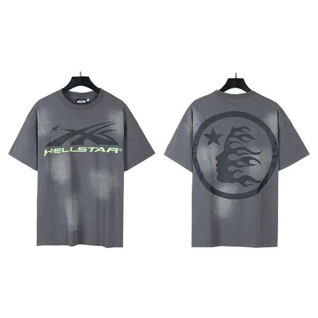 Hellstar Graphic Print Oversized Distressed Gray T-Shirt 4