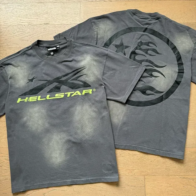 Hellstar Graphic Print Oversized Distressed Gray T-Shirt 7