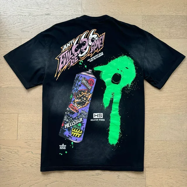 Hellstar Graphic-Print Spray-Paint Aesthetic T-Shirt 4