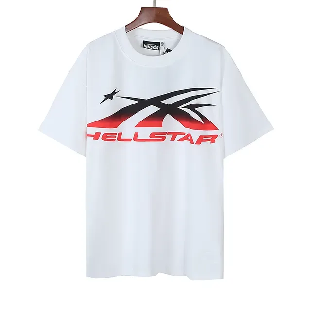 تي شيرت Hellstar بطباعة جرافيك أبيض أسود أحمر 2
