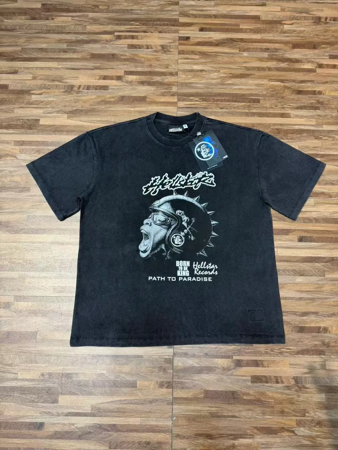 Hellstar Path To Paradise Acid-Wash Black Graphic T-Shirt 2