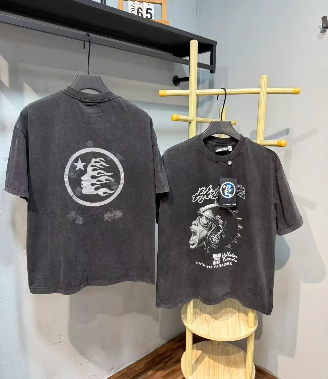 Hellstar Path To Paradise Acid-Wash Black Graphic T-Shirt 5