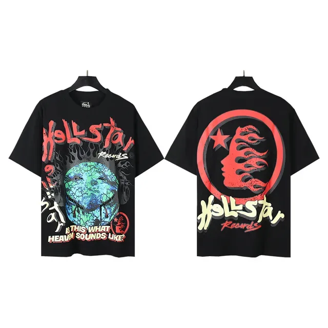 Hellstar Records ওভারসাইজড গ্রাফিক প্রিন্ট কালো টি-শার্ট 1