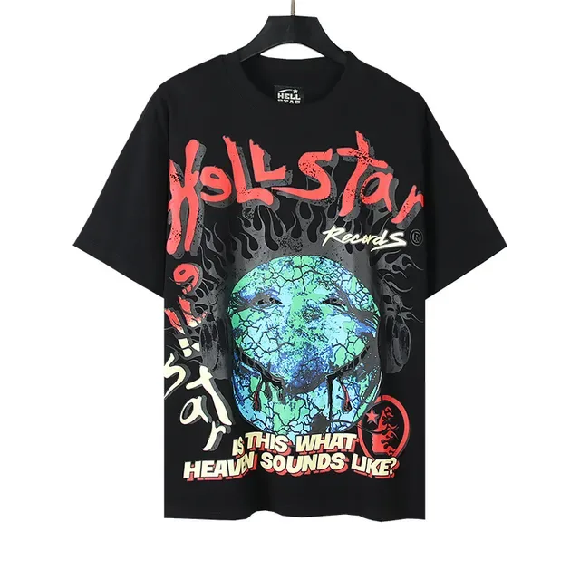 Hellstar Records ওভারসাইজড গ্রাফিক প্রিন্ট কালো টি-শার্ট 7