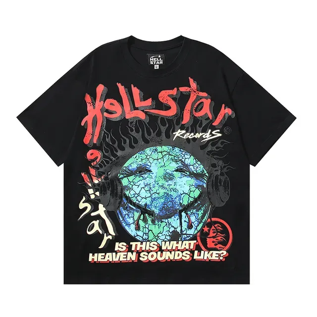 Hellstar Records ওভারসাইজড গ্রাফিক প্রিন্ট কালো টি-শার্ট 14