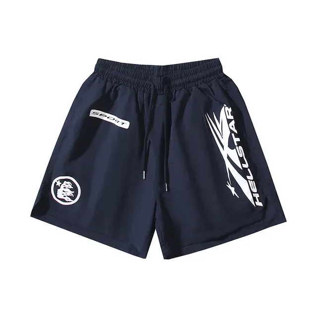 Hellstar Sport Graphic Navy Athletic Shorts 2