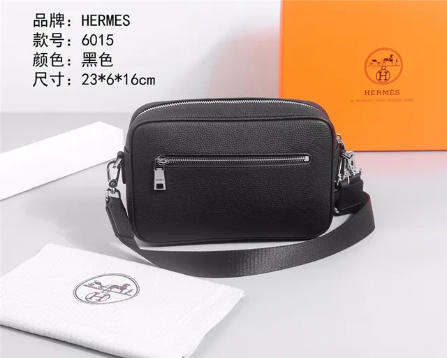 Hermès Black Pebbled Leather Rectangular Crossbody Bag 7