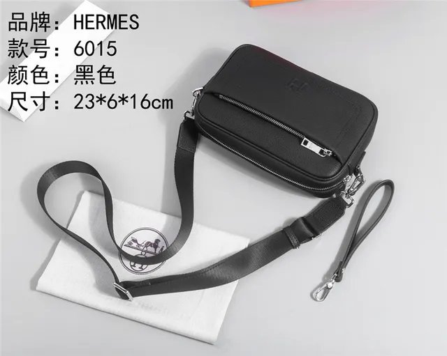 Hermès Black Pebbled Leather Rectangular Crossbody Bag 9