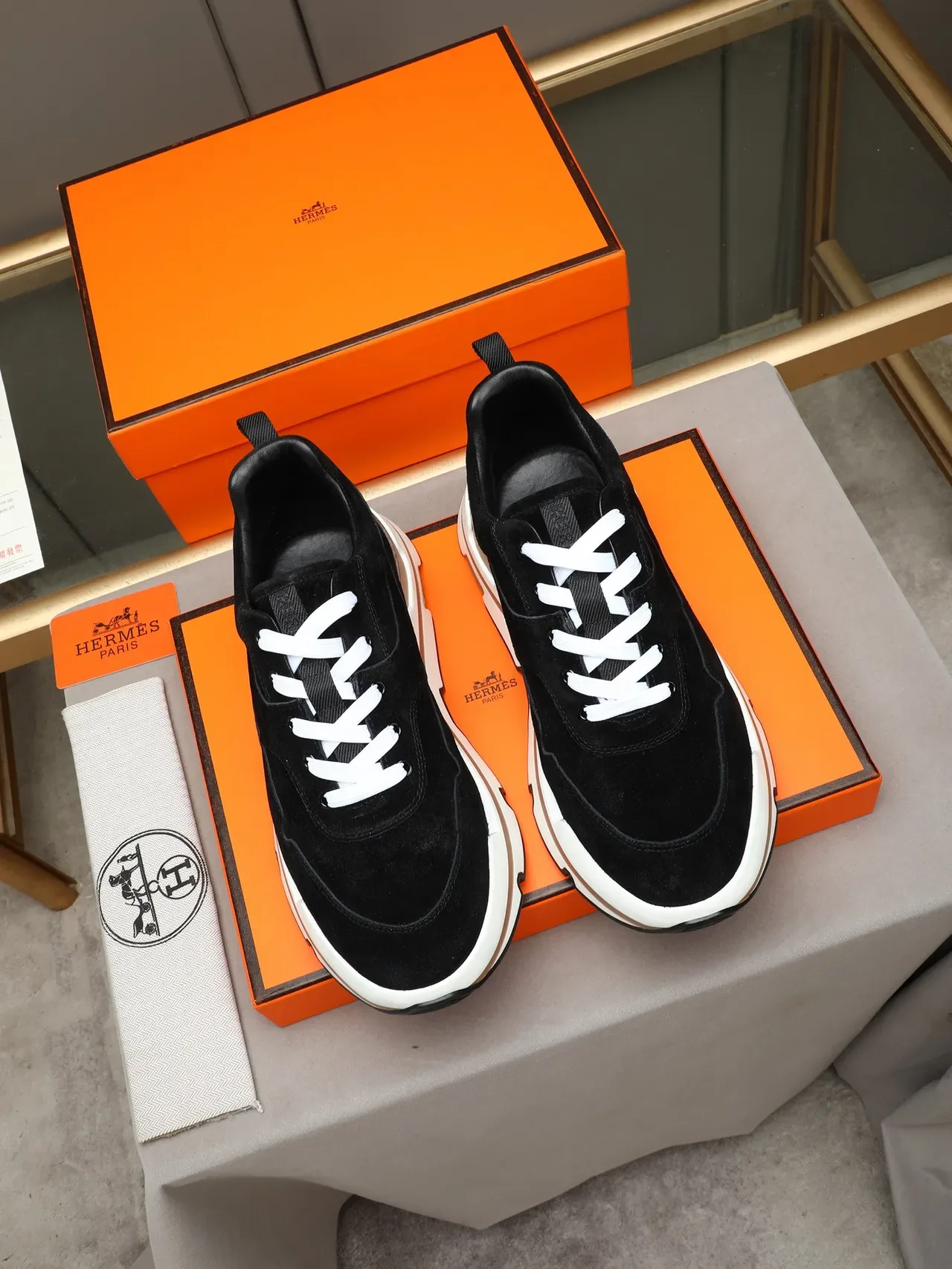 Hermès Black Suede Chunky Sole Lifestyle Sneaker 2