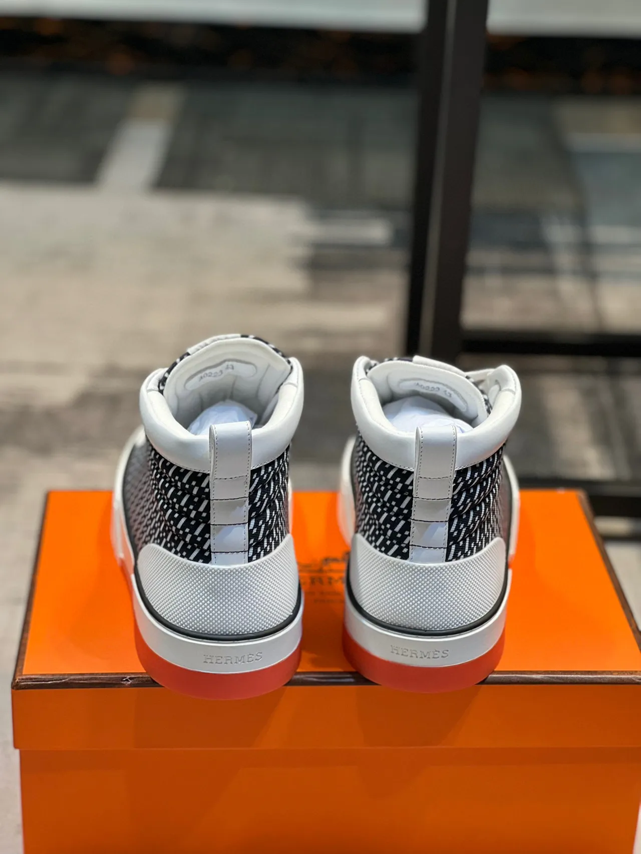 Hermès Black White High-Top Geometric-Patterned Textile Lifestyle Sneakers 2