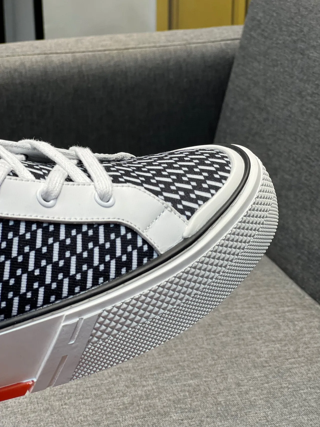 Hermès Black White High-Top Geometric-Patterned Textile Lifestyle Sneakers 3