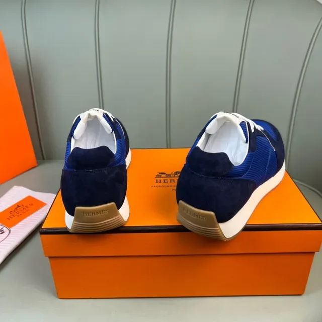 Hermès Blue and Navy Suede Mesh Low-Top Lifestyle Sneaker 6
