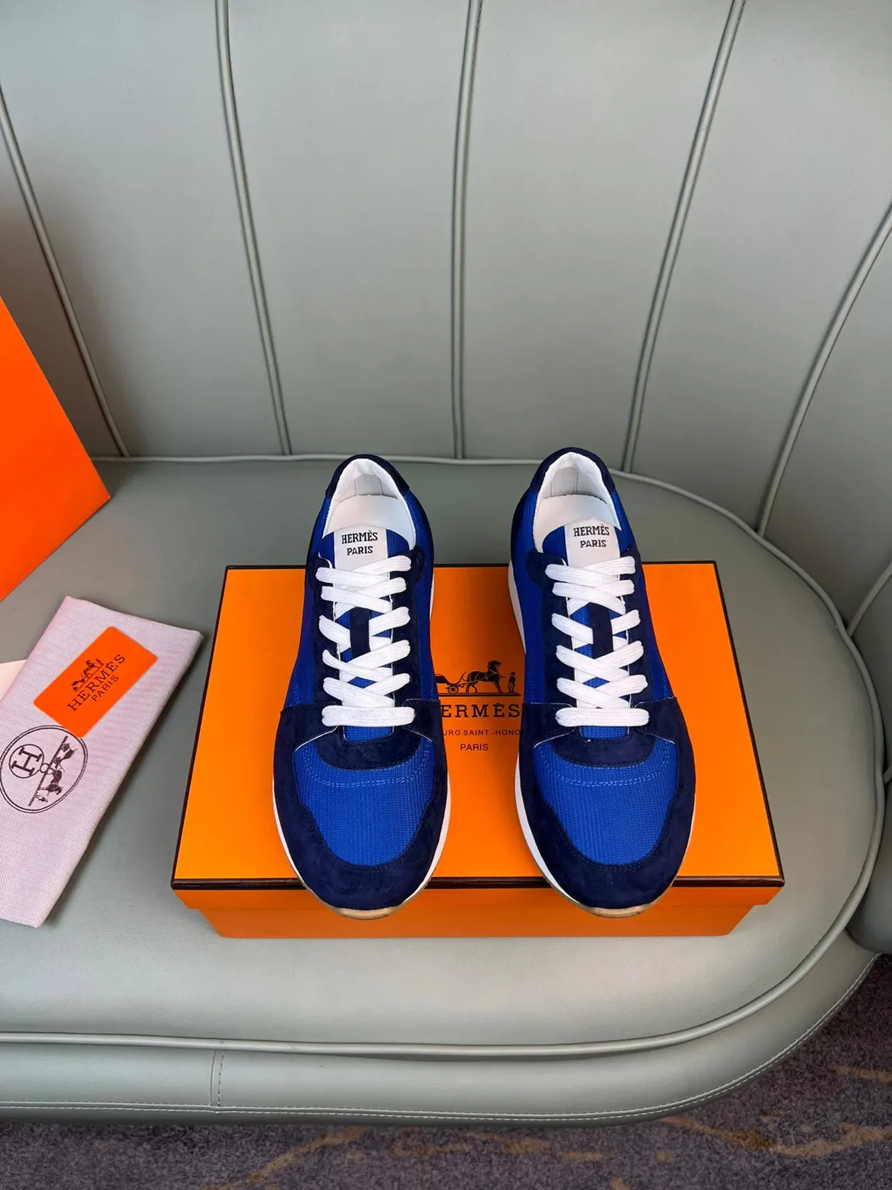 Hermès Blue and Navy Suede Mesh Low-Top Lifestyle Sneaker 9