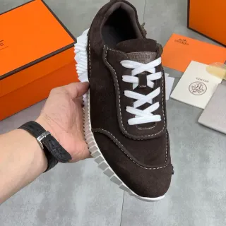Hermès Brown White Suede Upper Contrast Laces Chunky Sneakers