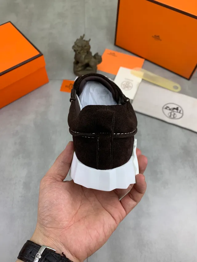 Hermès Brown White Suede Upper Contrast Laces Chunky Sneakers 3