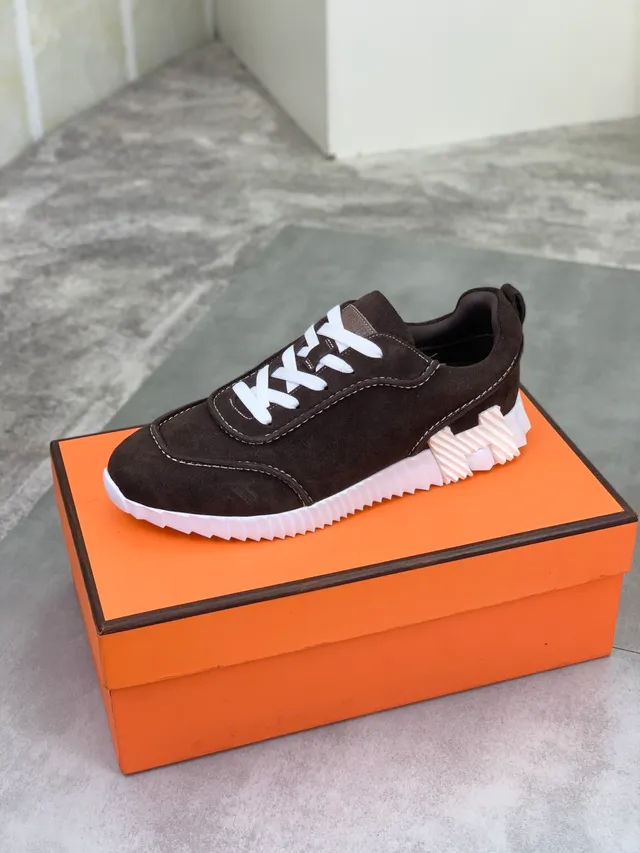 Hermès Brown White Suede Upper Contrast Laces Chunky Sneakers 4