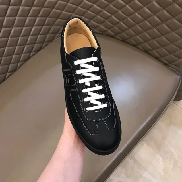 Hermès Chypre Black Orange H-Motif Side Panel White Contrast Stitching Lifestyle Sneakers 4