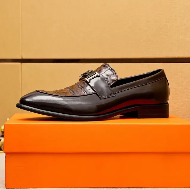 Hermès Constance Marron Cuir crocodile embossé Cuir poli Loafers 4