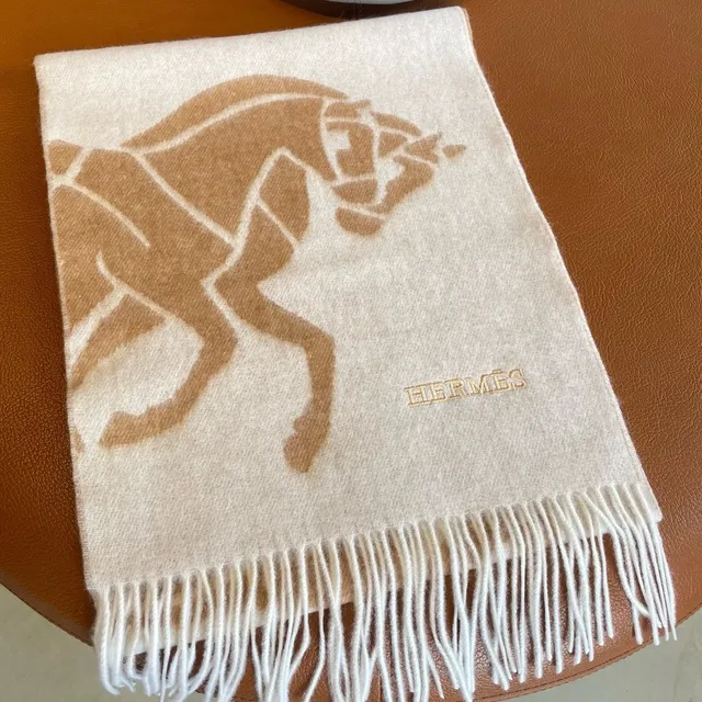 Hermès Motif Équestre Écharpe en Cachemire 4