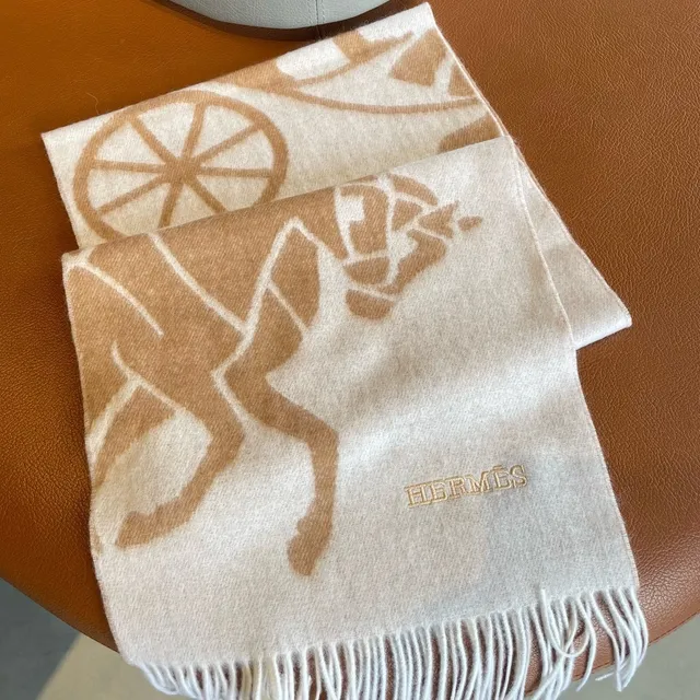 Hermès Motif Équestre Écharpe en Cachemire 6