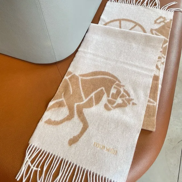 Hermès Motif Équestre Écharpe en Cachemire 9