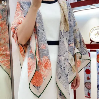Hermès Floral Botanical Print Silk Scarf